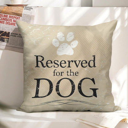 Reserved for The Dog (Tan) Linen Throw Pillow Cover
