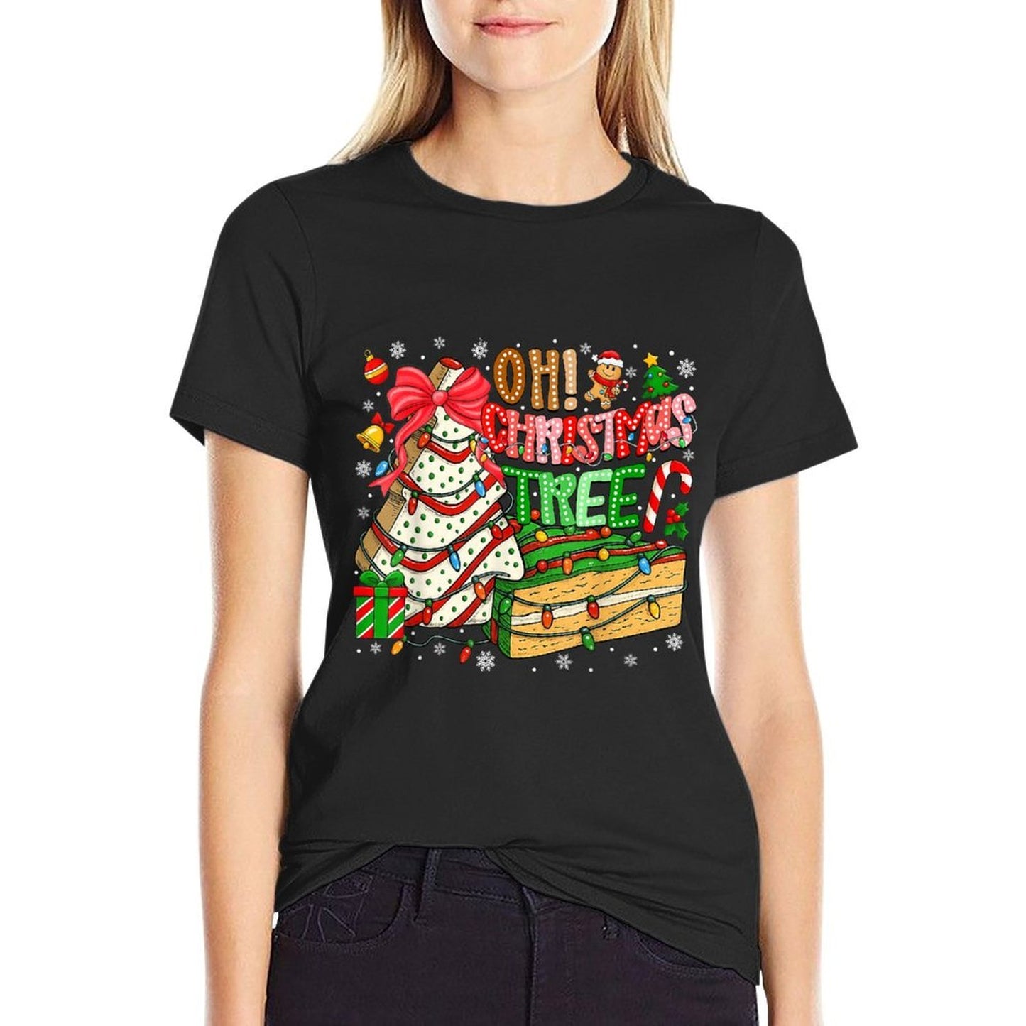 Groovy Oh Christmas Tree Cakes Cookies Xmas Cake Lover Women  Odor-resistant T-Shirt
