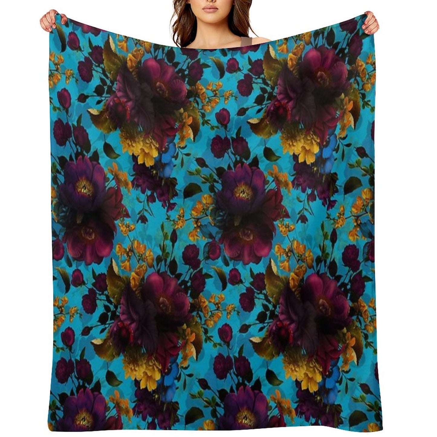 Moody Florals - Mystic Botanical Night Garden 13 Nightgarden Throw Blanket
