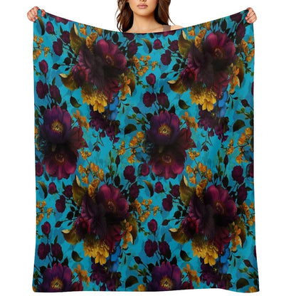 Moody Florals - Mystic Botanical Night Garden 13 Nightgarden Throw Blanket