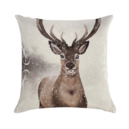 Winter Deer Soft Fade-Resistant Throw Pillow