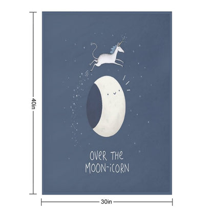 Over The Moon-icorn Throw Blanket