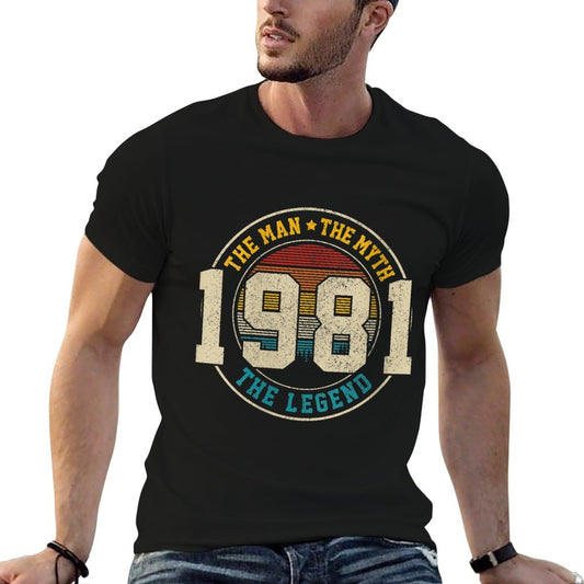 Womens 1981 The Man Myth Legend Vintage Funny 40th Birthday Gift  High-quality Stitching T-Shirt