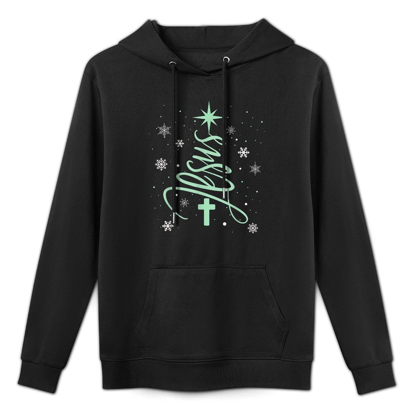 Jesus Tree Christian Christmas Faith Snowflakes Cross Machine Washable Hoodie