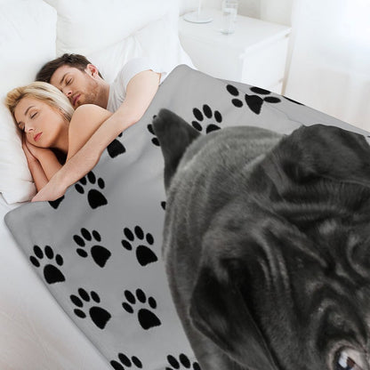 Adorable Black Pug Throw Blanket