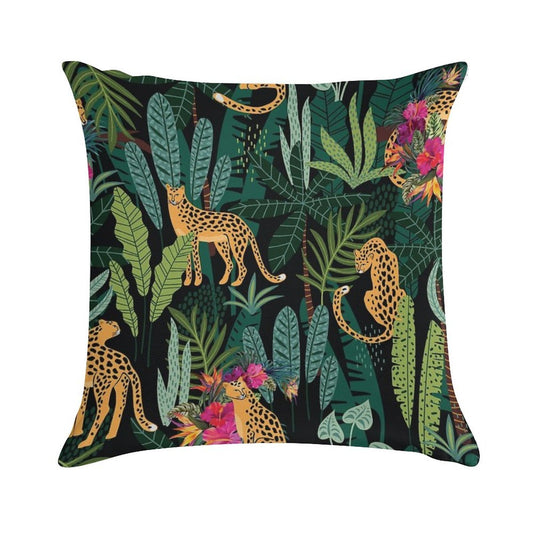 Tropical Cheetah Print Soft Hidden Zipper Throw Pillow