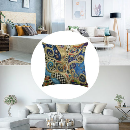 The Changing Seasons of Klimt Linen Throw Pillow Cover