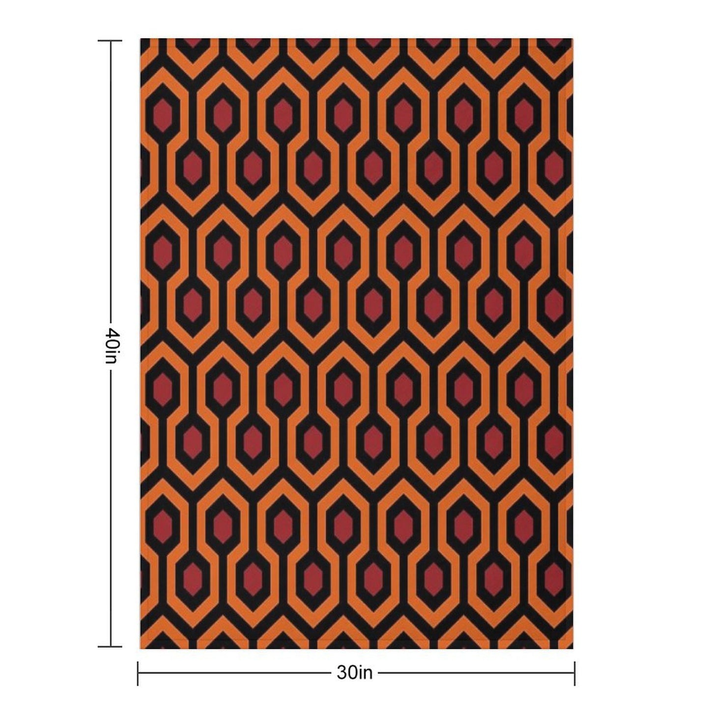 Geometric Pattern Looped Hexagons OrangeRedBlack Throw Blanket