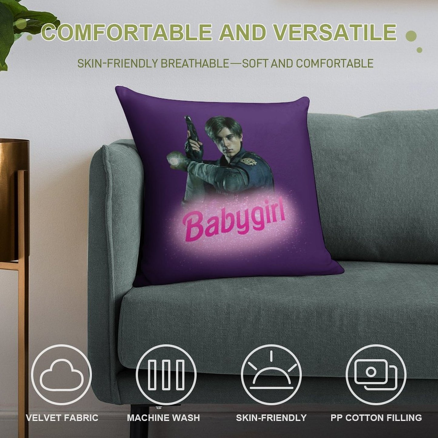 Leon Kennedy Babygirl Soft Fade-Resistant Throw Pillow