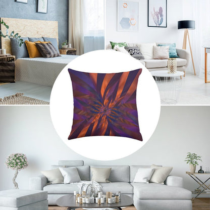 Abstract in Orange And Purple Linen Throw Pillow Cover
