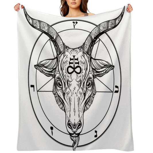 Baphomet Goat Head with Pentagram Occult Symbolism Or Satanist Symbols Throw Blanket