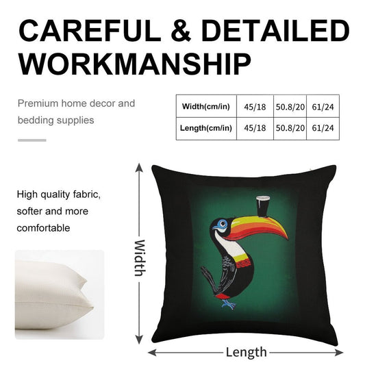 Toucan Linen Throw Pillow Cover
