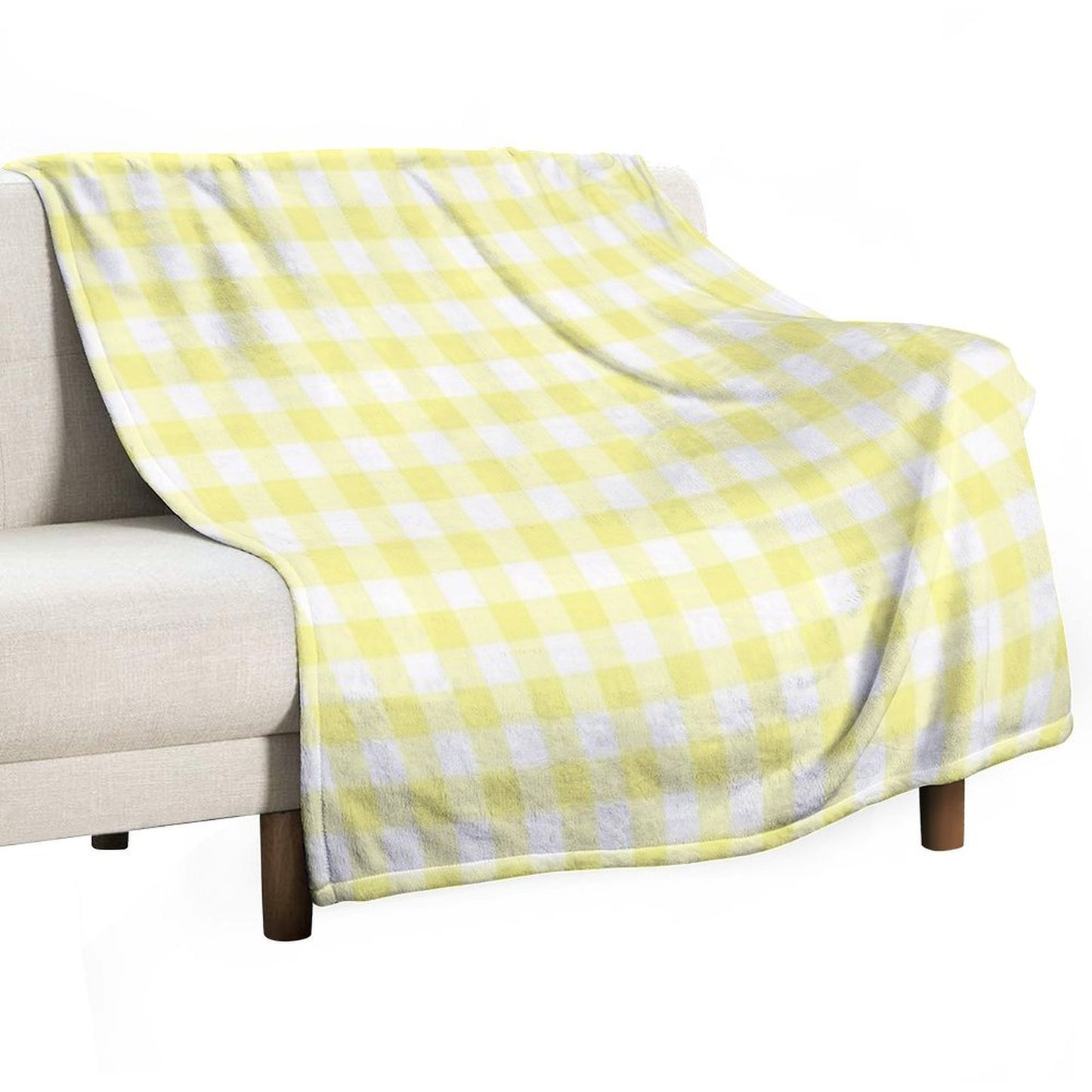 Sunny Yellow Gingham Checked Pattern Throw Blanket