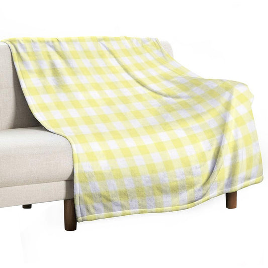 Sunny Yellow Gingham Checked Pattern Throw Blanket