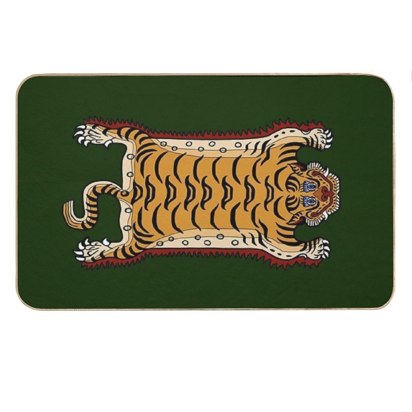 TIBETAN TIGER RUG 1-green Bath Mat