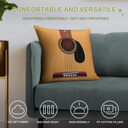Acoustic Guitar Soft Washable Throw Pillow