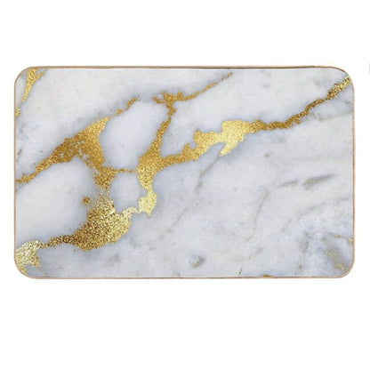 Gold Sparkle Veined Faux Marble Bath Mat