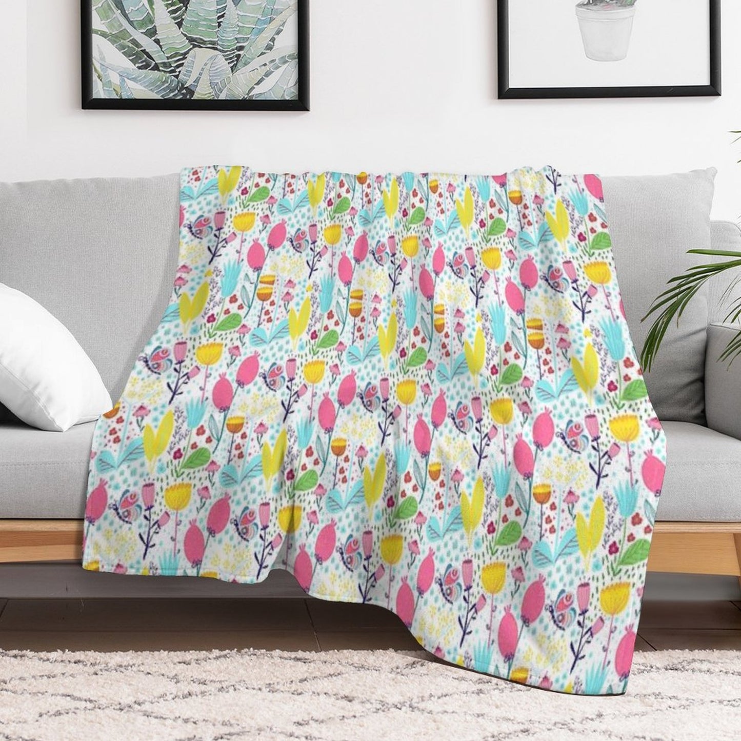 Funky Flowers Throw Blanket