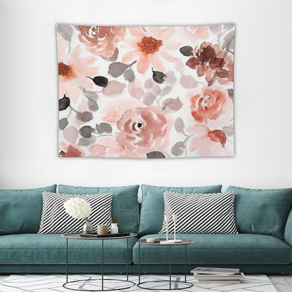 Floral, Watercolor, Soft, Pastel, Rose Gold, Blush Pink And Gray Tapestry