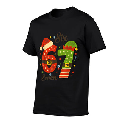 Funny 67 Christmas Kids Adults Santa Elf Meme Six Seven  Slim-fit Cut T-Shirt