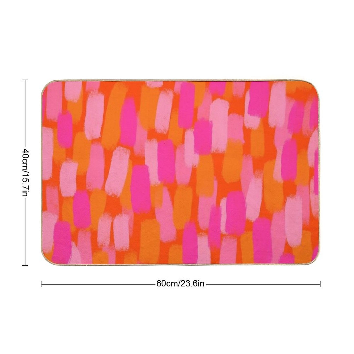 Abstract, Pink And Orange, Paint Brush Effect Bath Mat