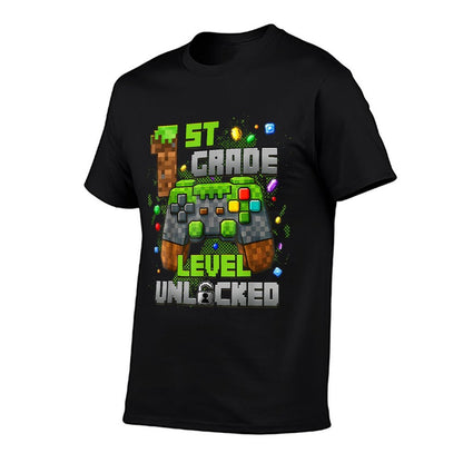 1st Grade Level Unlocked Video Gamer Pixel Back to School Comfortable T-Shirt