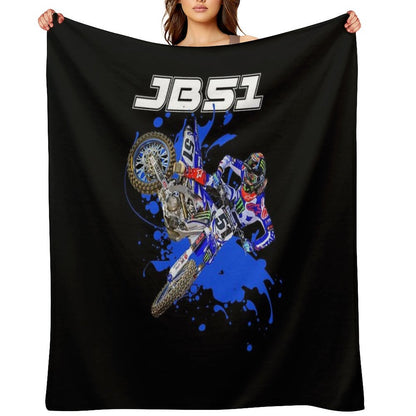 Justin Barcia JB51 Bam Bam #51 BamBam Motocross And Supercross Champion 51 Gift Design Throw Blanket