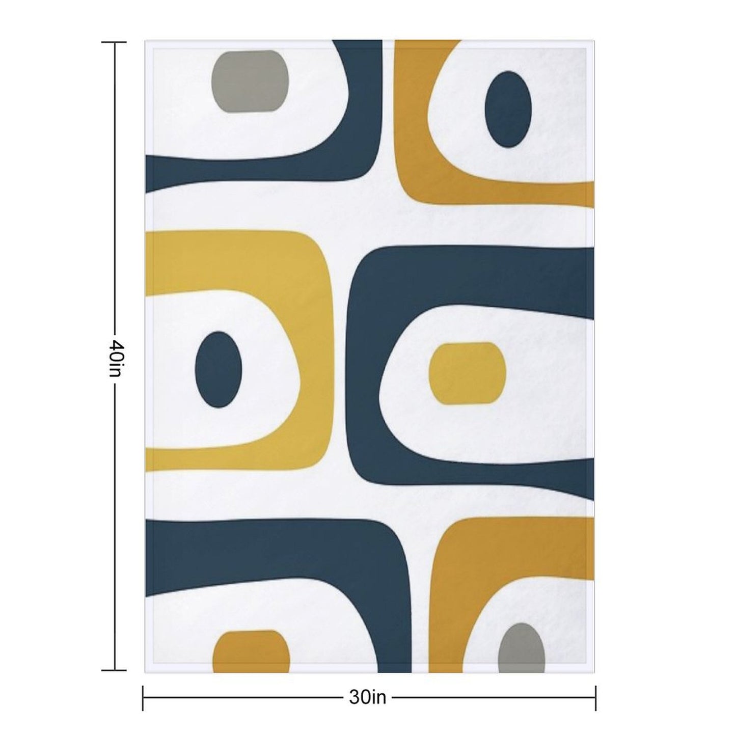 Mid Century Modern Piquet Abstract Minimalist Pattern in Navy Blue, Light And Dark Mustard, Grey, And White Throw Blanket