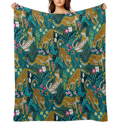 Dancing Jaguar Jungle Throw Blanket