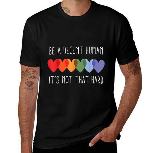 LGBT Heart Retro Be A Decent Human It's Not That Hard  Relaxed-fit T-Shirt