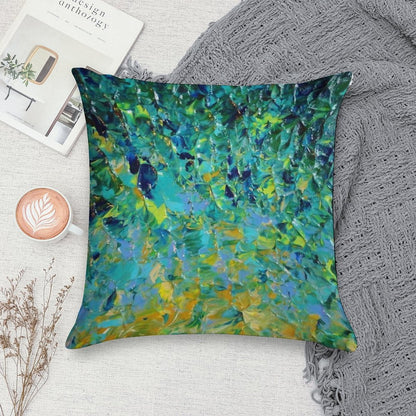 BEAUTY BENEATH THE SURFACE - Stunning Lake Ocean River Water Nature Green Blue Teal Yellow Aqua Abstract Soft Hidden Zipper Throw Pillow