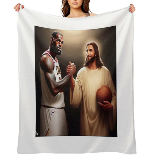 Lebron James + Jesus Throw Blanket