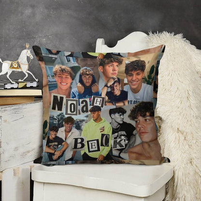 Noah Beck Collage Linen Throw Pillow Cover