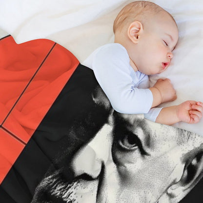 Psychoanalysis Portrait Art – Freud with Abstract Red Geometry Throw Blanket