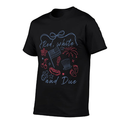Red White And Due Funny 14th Of July Design  Summer-ready Fabric T-Shirt