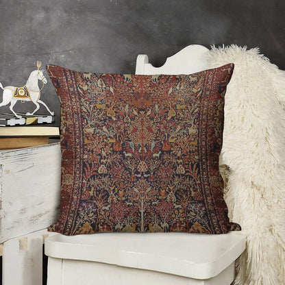 Persian Vintage Antique Carpet Nature Fine Art Linen Throw Pillow Cover