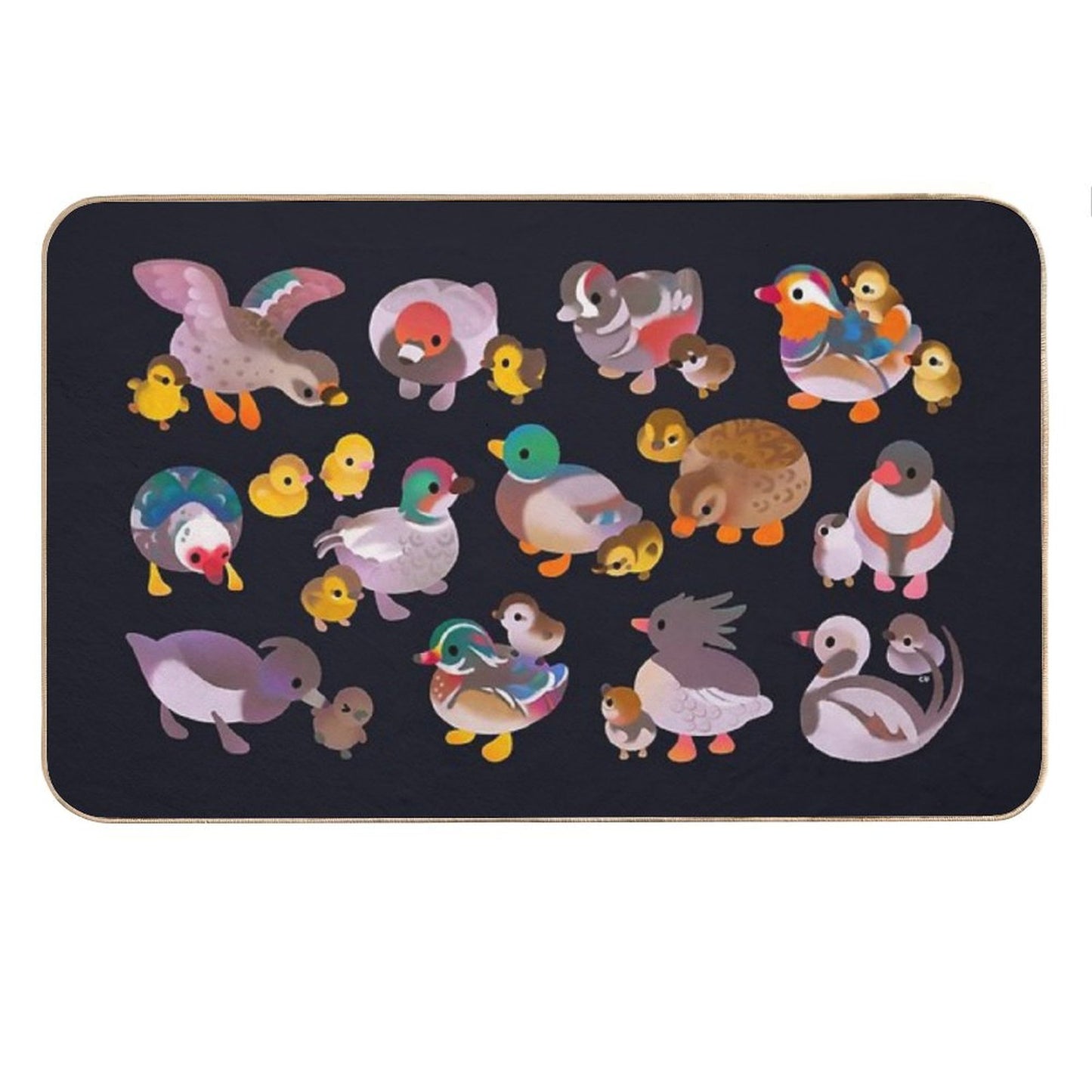 Duck And Duckling - Dark Bath Mat