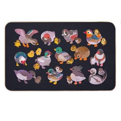 Duck And Duckling - Dark Bath Mat