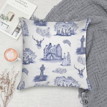 Highlander Toile in Blue Soft Warmth Comfort Throw Pillow