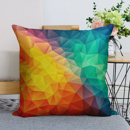 Abstract Multi Color Cubizm Painting Linen Throw Pillow Cover