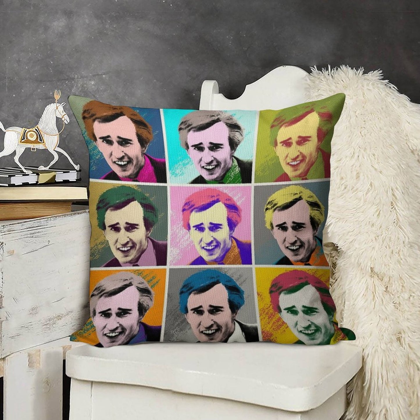Alan Partridge Warhol Inspired Pop Art 3x3 Linen Throw Pillow Cover