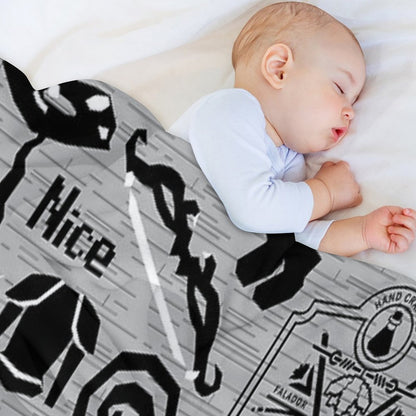 Old School Iconic Silhouette Images Desk Mat OSRS Throw Blanket