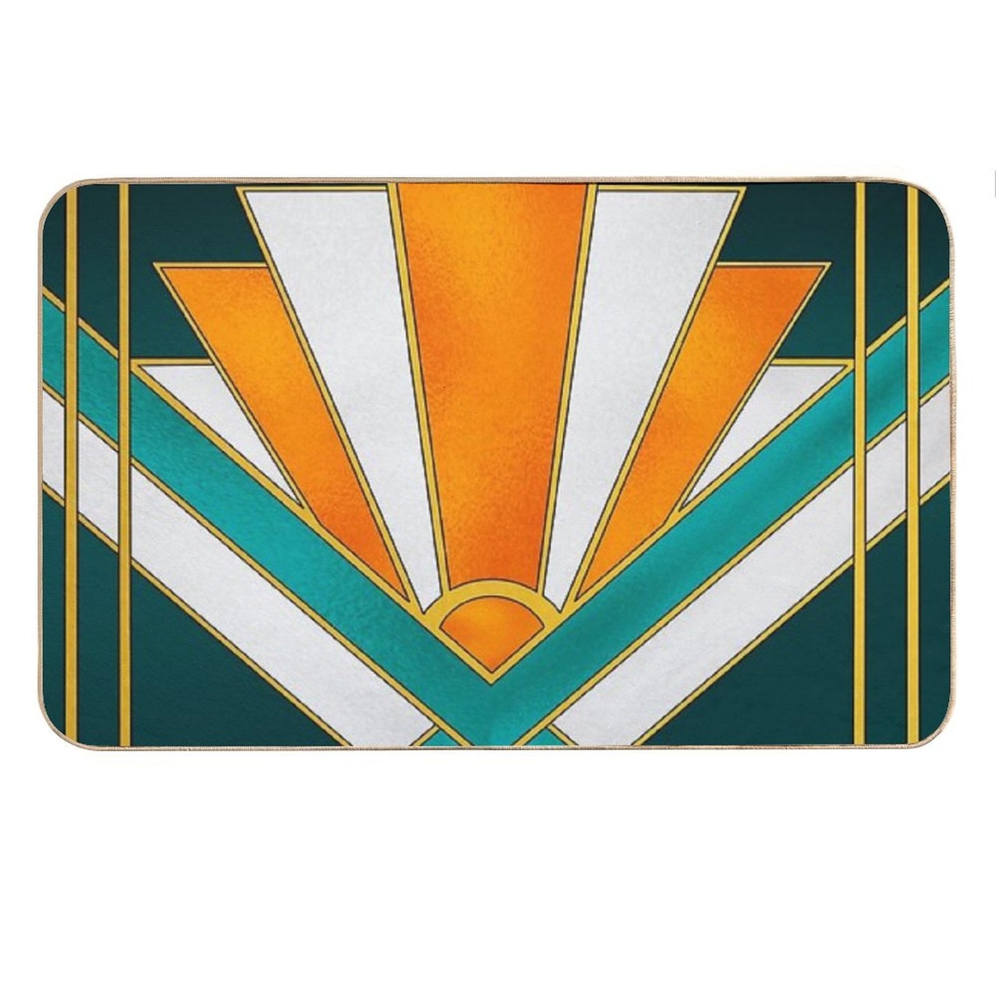 Orange And Green Art Deco Bath Mat