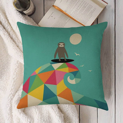 Surfs Up Linen Throw Pillow Cover