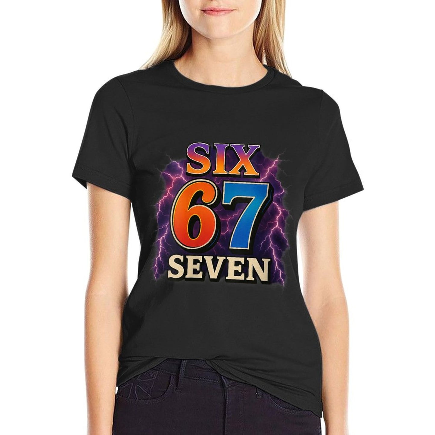 Womens 67 Six Seven 6 7 Meme Design Funny 6 7  Moisture-wicking T-Shirt