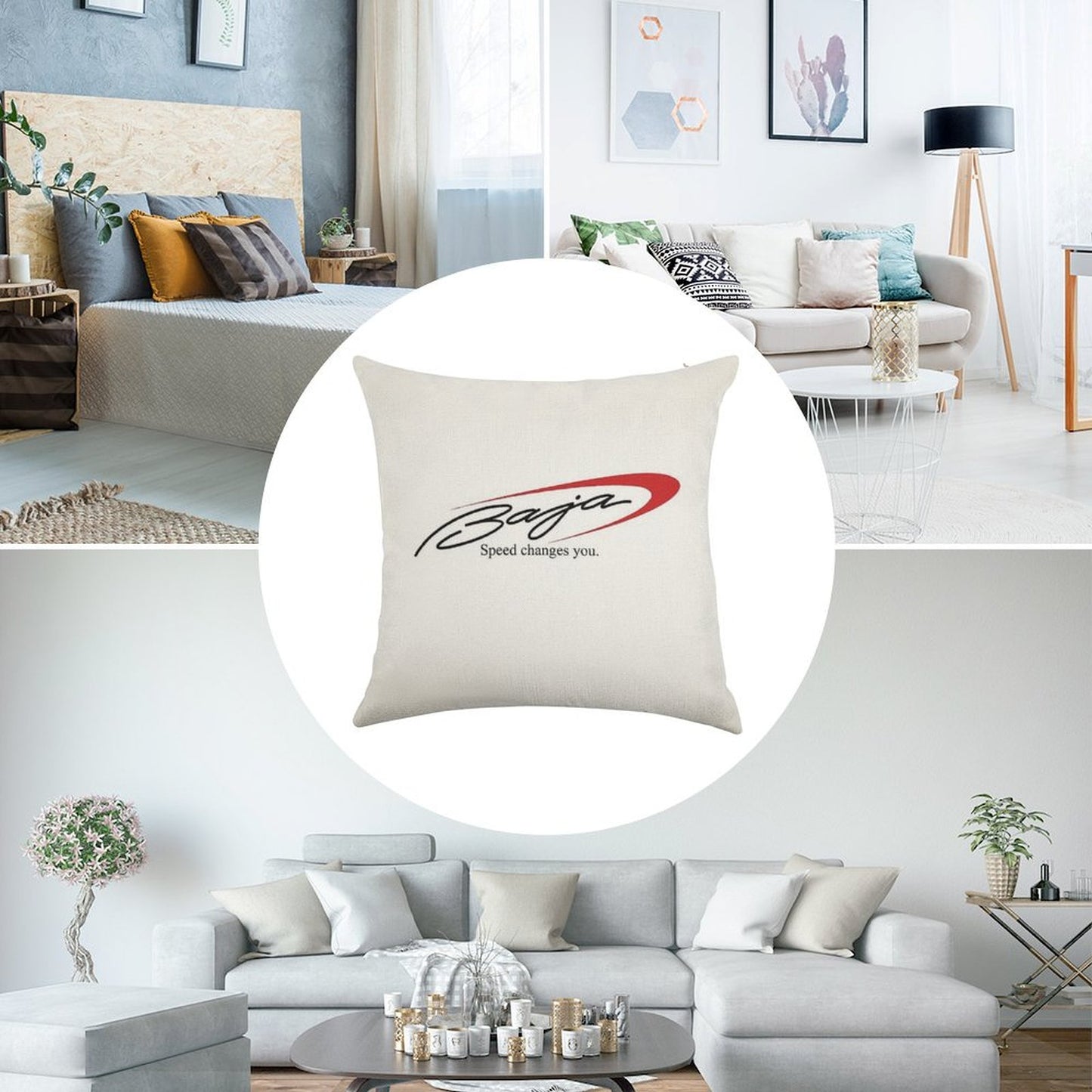 Baja Boats Linen Throw Pillow Cover