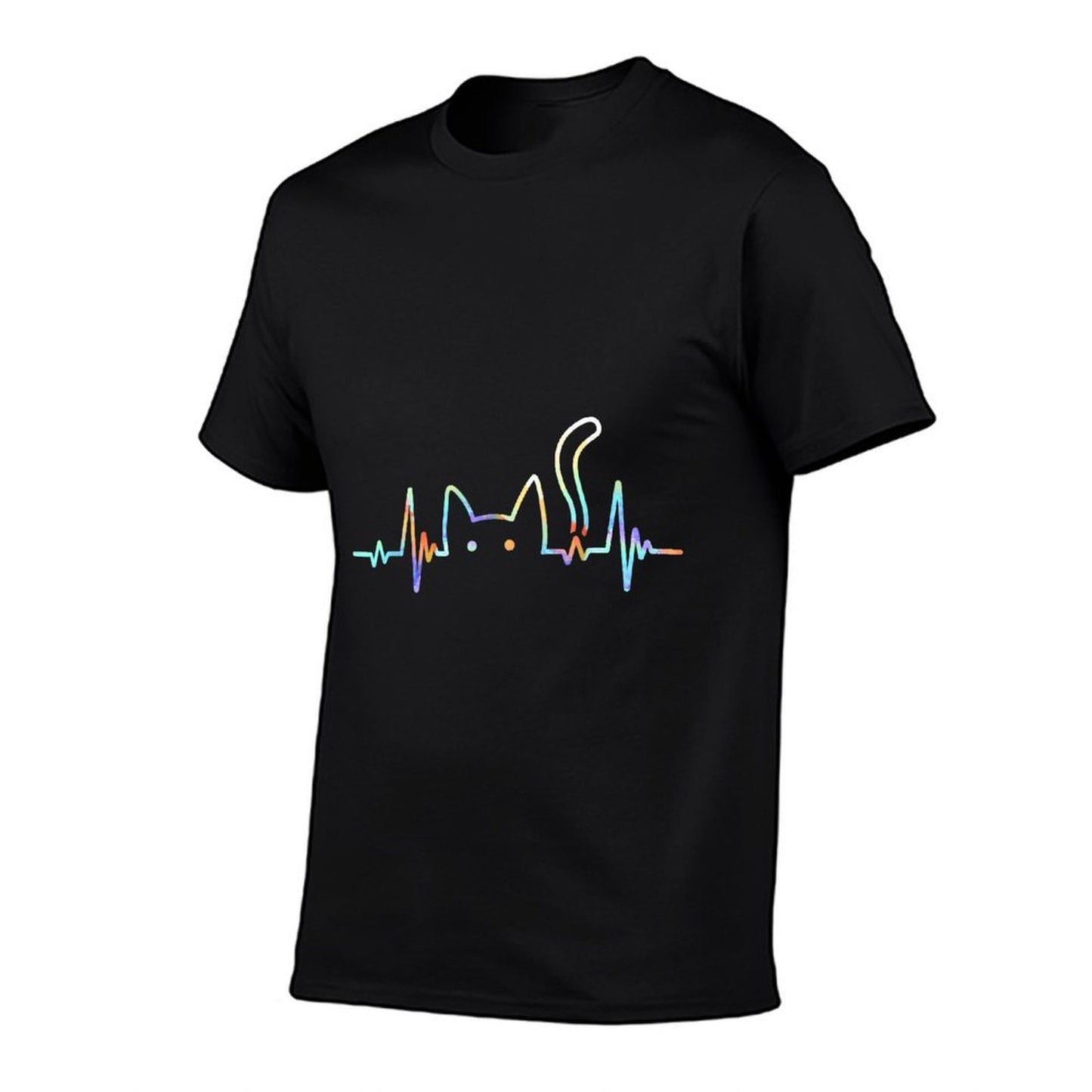 Heartbeat Cat Lover Animal Silhouette Cute Cat  Oversized Silhouette T-Shirt