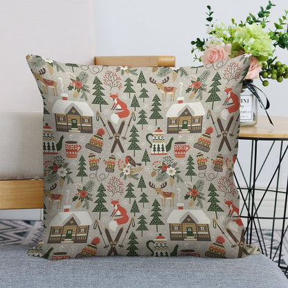 Cozy Cabin  Light Grey Linen Throw Pillow Cover