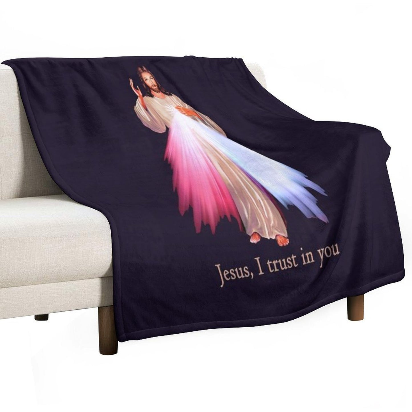 Jesus I Trust You Divine Mercy Image (transparent Background Design) Throw Blanket