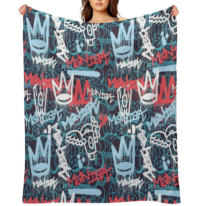 Maniak Tag & Throwie Patterned Print Throw Blanket